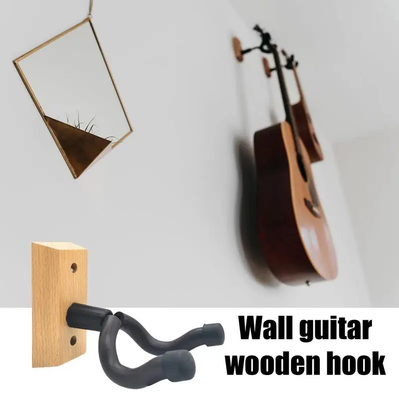 Настенная вешалка для гитары нескользящий многоразовый деревянный держатель