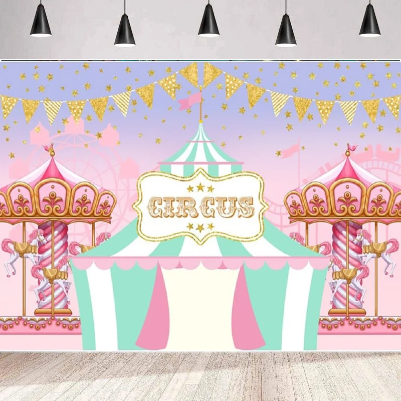 Розовый цирковой фон для фотосъемки парк развлечений палатки Stratus детский дня