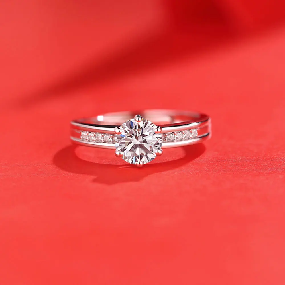 Aide Real 1 Carat Moissanite Wedding Ring for Women Sterling Silver Round Brilliant Diamond Solitaire Engagement Rings Gift 2022