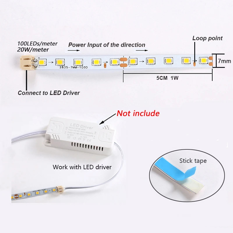 Светодиодная лента 3 метра 2835 LED ribbbon 5B10C 100D 7 мм белая нейтральная и теплая