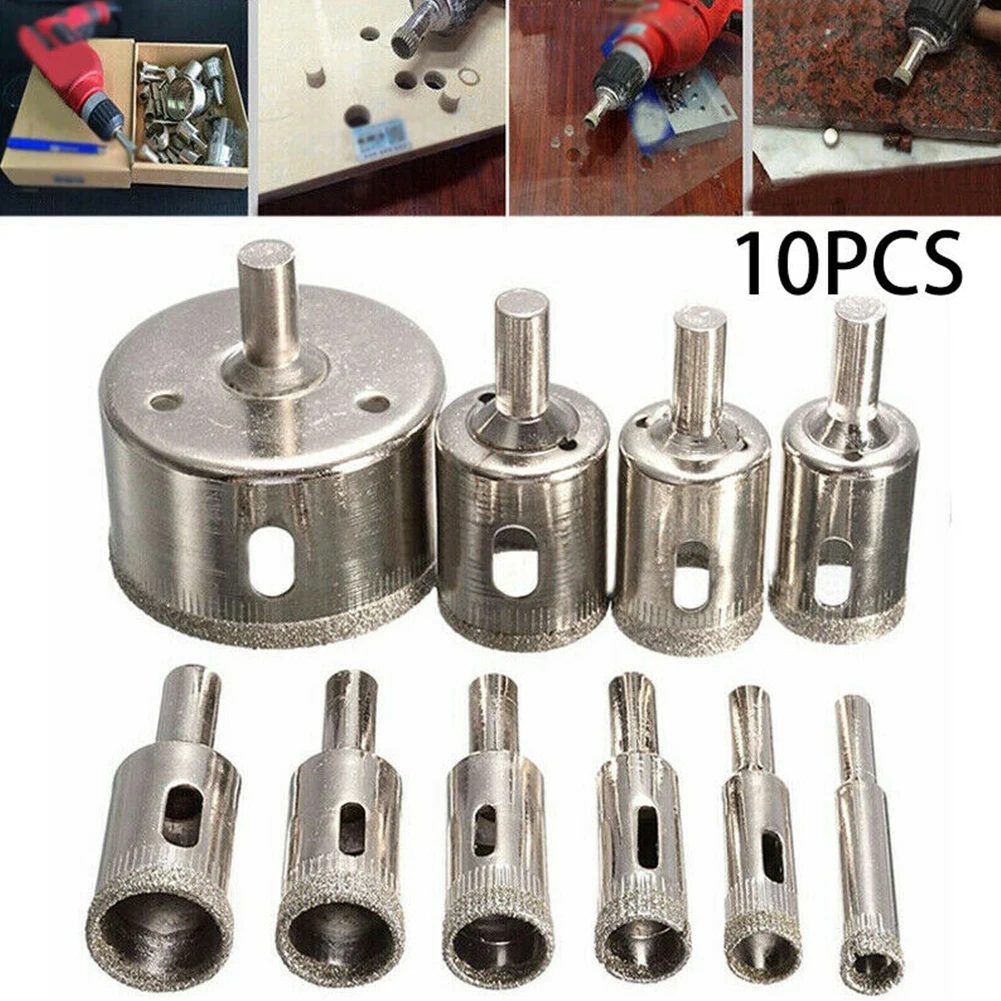 10 Шт. Сверла С Алмазным Покрытием 8-50 Мм Для Плитки Мрамора Стекла Керамики