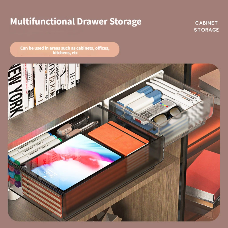

Multifunctional Drawer Type Desktop Under Desk Storage Box Hidden Office Organizer Drawer Boxs Stationery Kitchen Storage Tools