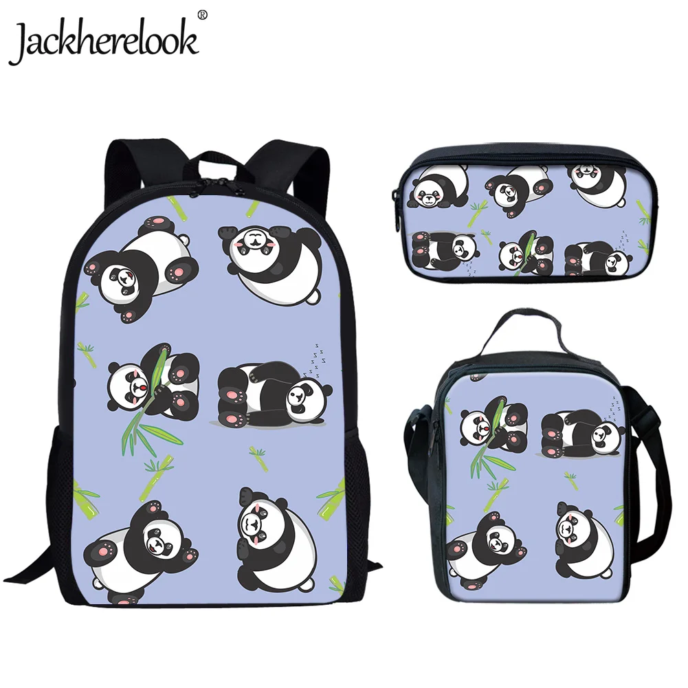 

Jackherelook милые панды 3 шт./компл. детская школьная сумка для мальчиков и девочек рюкзак для ноутбука 2022 новая школьная сумка для книг сумки для ...