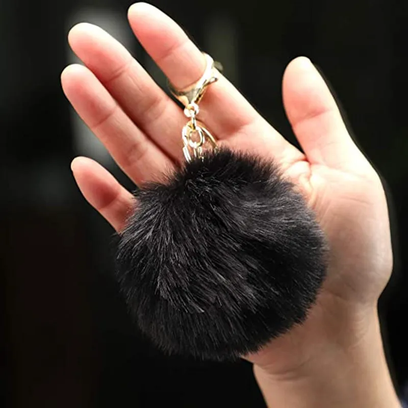 Trinket Pompons Keychain Faux Rabbit Fur Fluffy Key Holder For Pom Balls Aesthetic  Accessories Keyring Jewelry Making Supplies images - 6