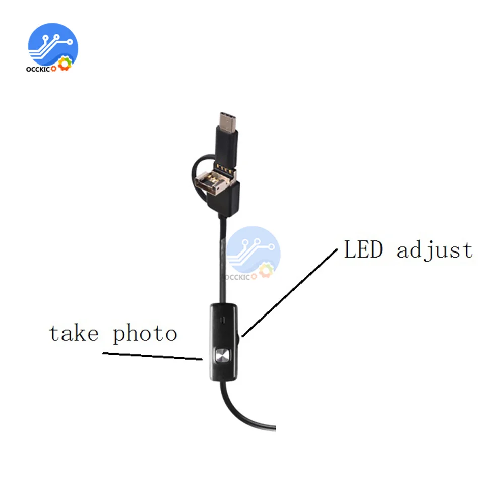 Эндоскоп 3 в 1 с USB/Micro USB/Type-C для Android бороскоп камерой осмотра водонепроницаемый