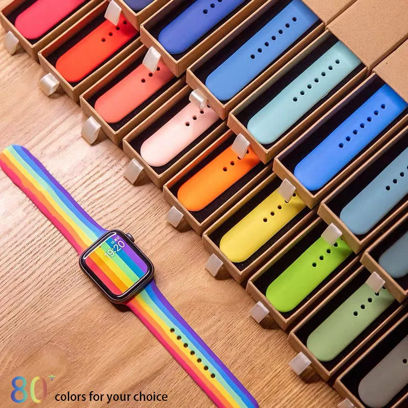 

Ремешок 86 цветов для Apple Watch Band 44 мм 40 мм 45 мм 41 мм 38 мм 42 мм, спортивный браслет для смарт-часов IWatch Series 3 4 5 6 SE 7 8 Ultra