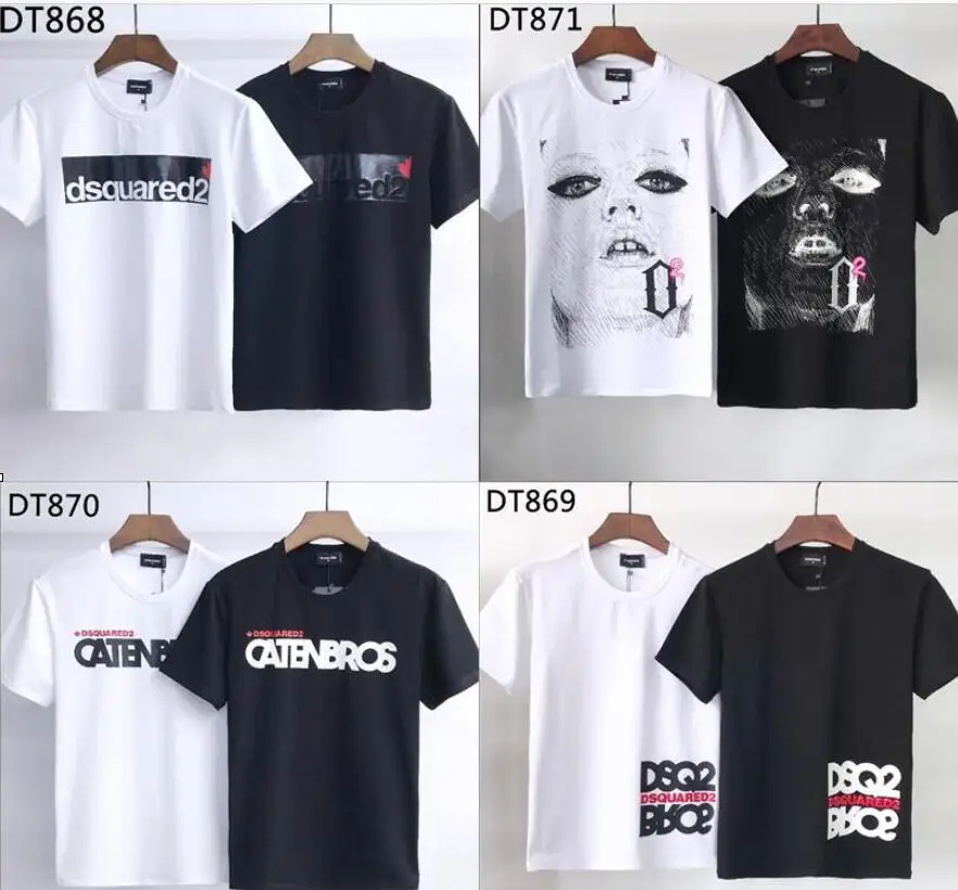 

Men Women O Neck Short Sleeve T Shirt Locomotive Letter Print Cotton Casual T-shirt Dsquared2 Street Hip-Hop Summer New