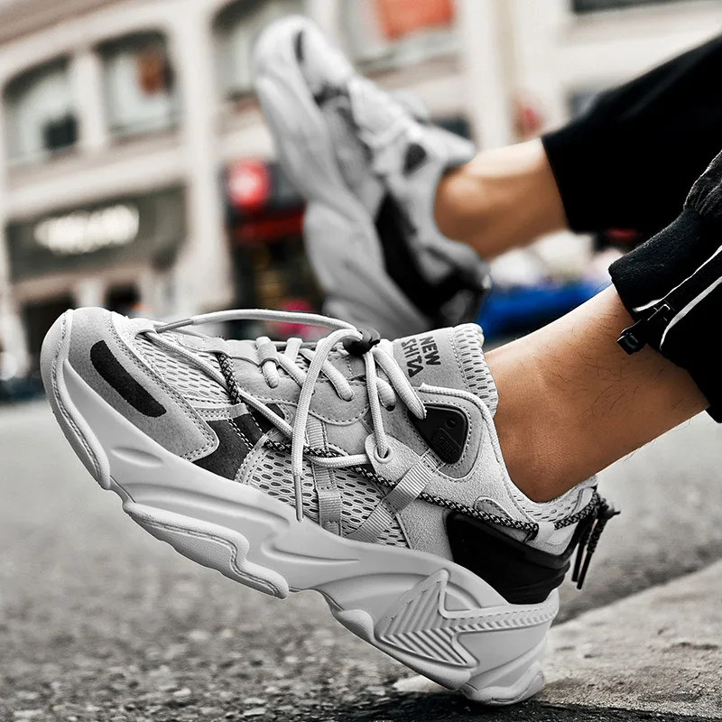 New Summer Running Shoes Men Couple Chunky Sneaker Women Breathable Mesh Sports Shoes Thick Sole Walking Shoes Zapatillas Hombre