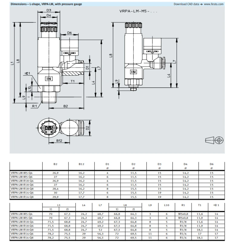Фото Регуляторы давления FESTO 8086009-VRPA-LM-R18-Q4. Оригинальные клапаны, все продукты серии VRPA в наличии. №4