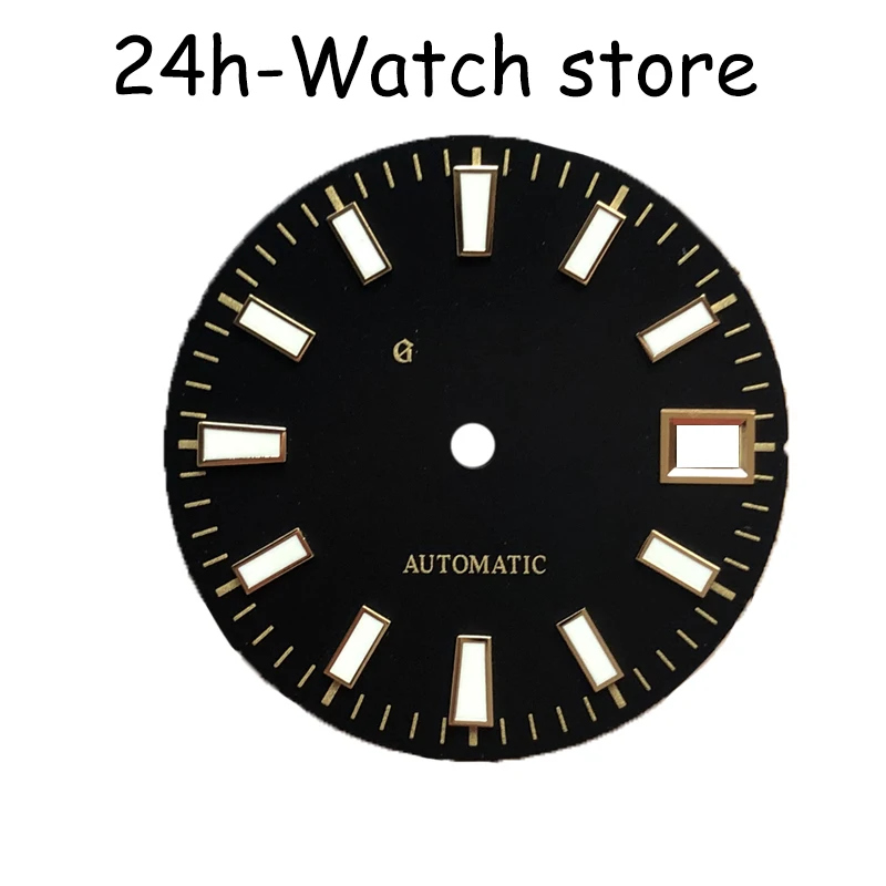 NH35 movement Grand-seikodial Automatic Gold White for Mechanical watch diving watch acces skx007 nh36  Dial 28.5mm C3 lume enlarge