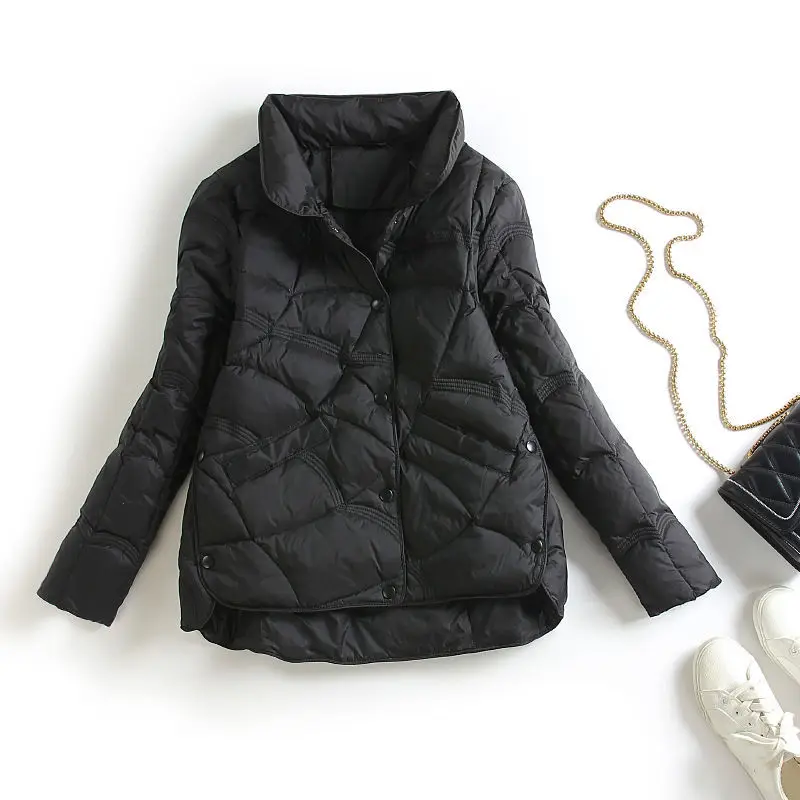 Ladies Winter Parka Fashion High Street Pure Color Cotton Jacket Elegant Thick Cotton Jacket Loose Jacket Winter Clothes Women