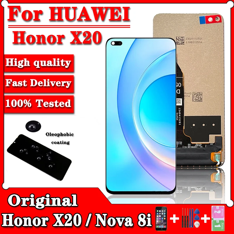 

6.67" Original For Huawei nova 8i LCD NEN-L22 Display Touch Glass Panel Screen Digitizer Assembly Pantalla For Honor X20 LCD