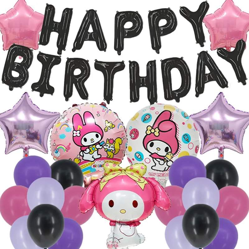 Kawaii Sanrio Kuromi вечерние набор воздушных шаров Cinnamoroll Милая мультяшная Мелодия