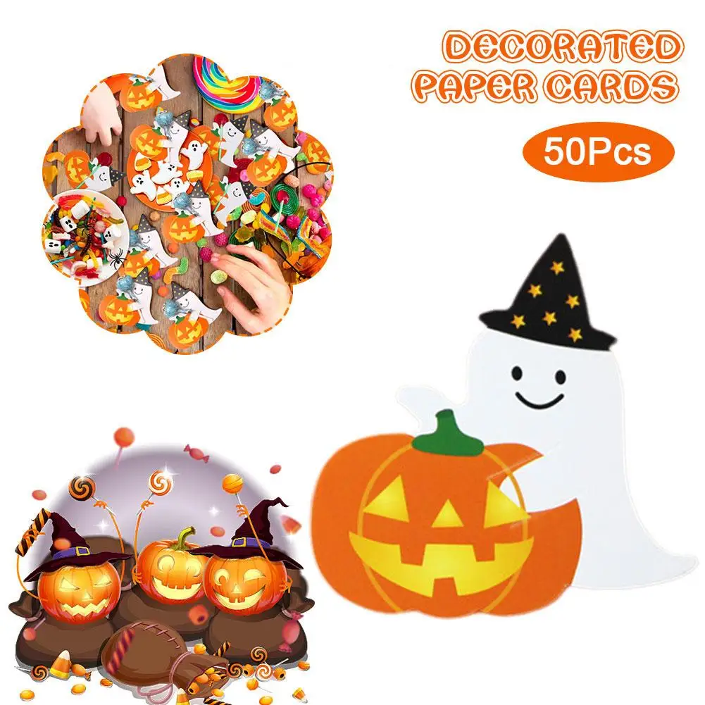 50 шт. держатель для конфет на Хэллоуин украшенные бумажные карты