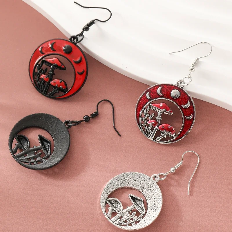 Модные серьги-подвески в виде грибов и Луны для женщин