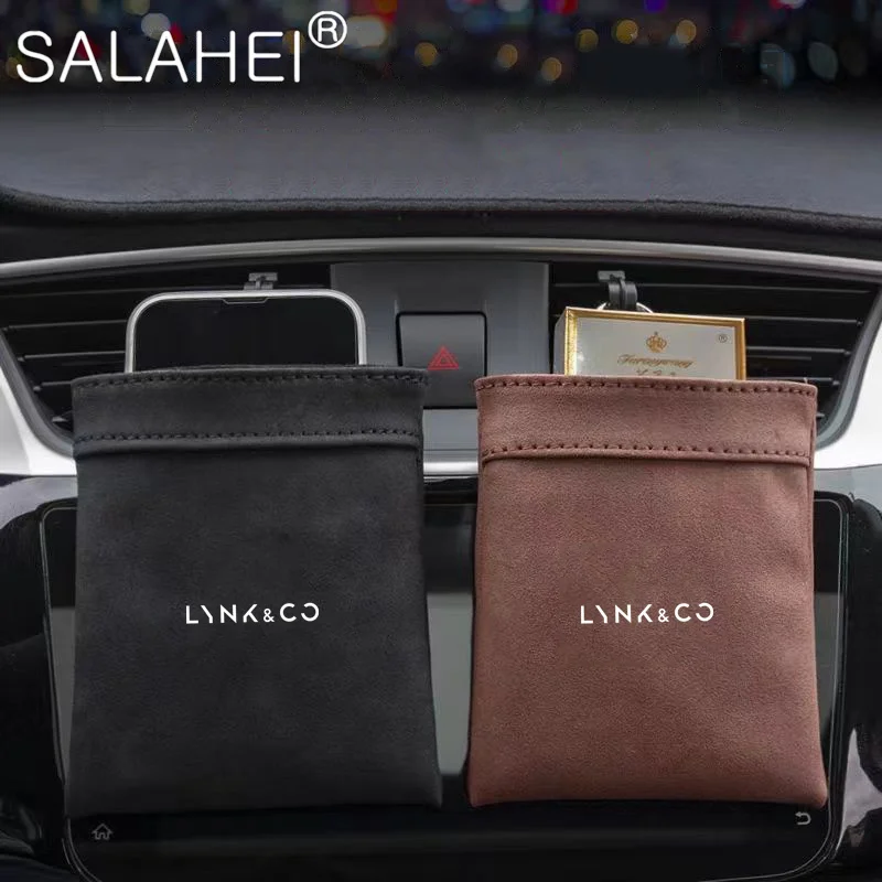 

1 Pc Plush Leather Car Vent Storage Bag For Geely Lynk & Co 01 05 03 09 02 04 06 07 08 Auto Interior Stowing Tidying Accessories