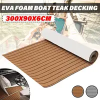 3000x900x6mm EVA Foam Marine Boat Flooring Faux Teak Decking Sheet Self-adhesive Boat Deck Mat Yacht Floor Brown Gray