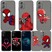 cute marvel spiderman phone case for xiaomi mi 11 lite pro ultra 10s 9 8 mix 4 fold 10t 5g black cover silicone back prett