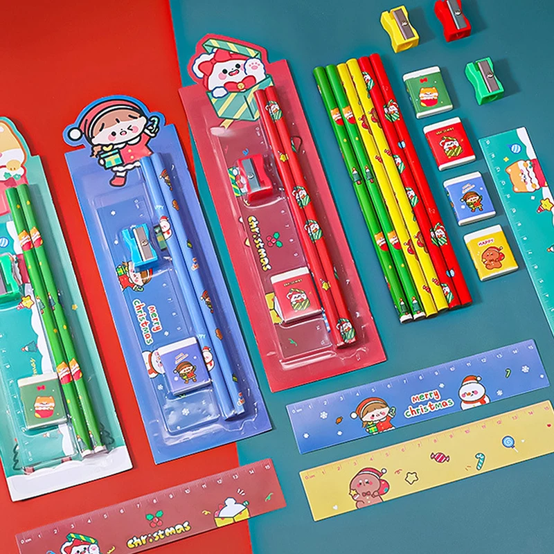 

Christmas Pencil Set Kindergarten Children's Drawing Sketch Supplies Christmas Gift Student Stationery Five-piece Set