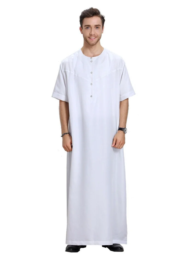 Muslim Robe Arab Men Thobe Ramadan Costumes Solid Arabic Pakistan Saudi Arabia Eid Turkey Abaya Male National Islamic Clothing