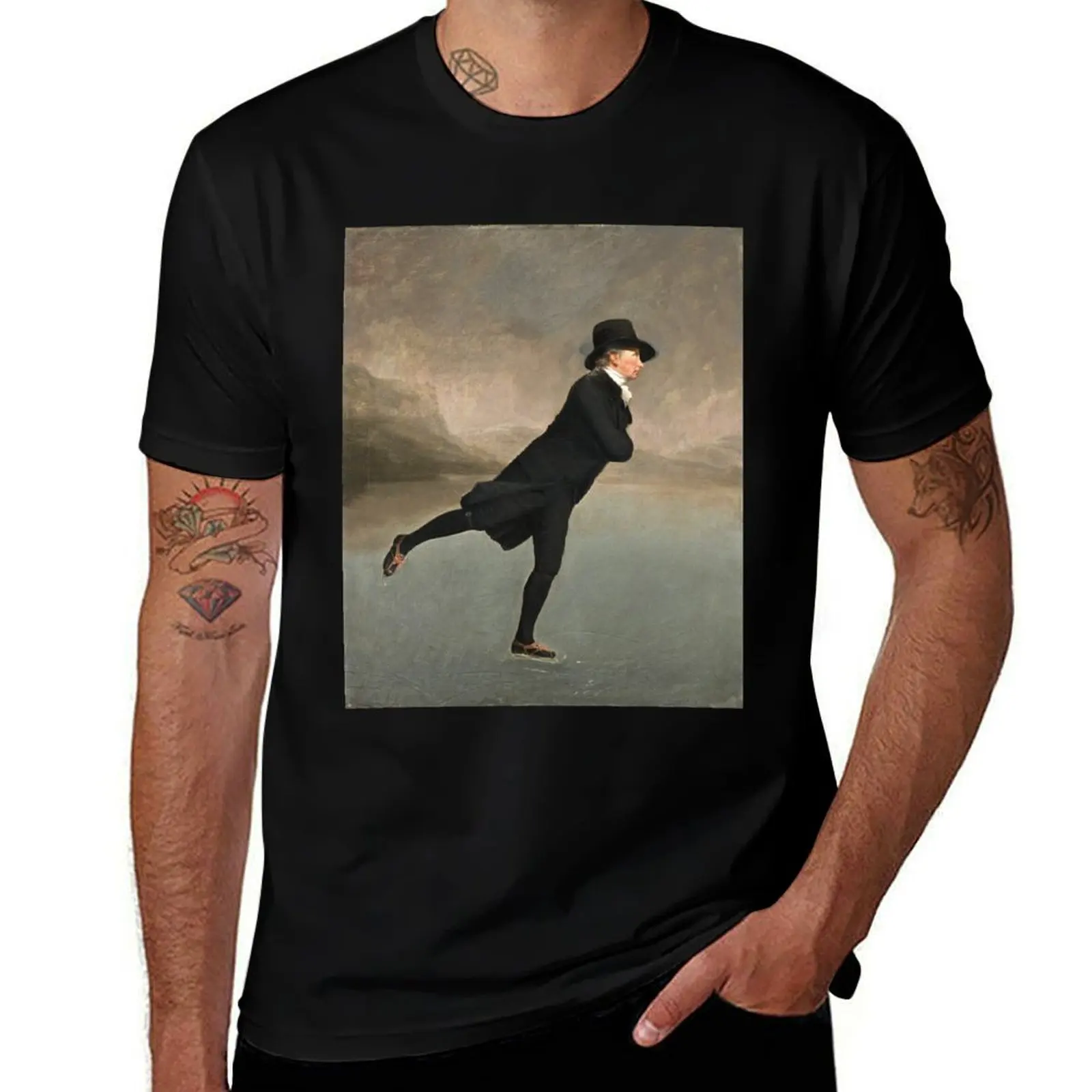 Фото Футболка Henry Raeburn - Reverend Dr Robert Walker (1755-1808) с изображением катания на коньках на озере Дуддингстон, удобная футболка для повседневной носки №1