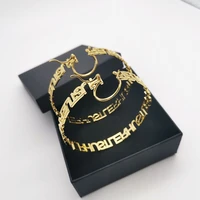 personalized custom letter hoop earrings for women gifts stainless steel waterproof nameplate circle round earring jewelry