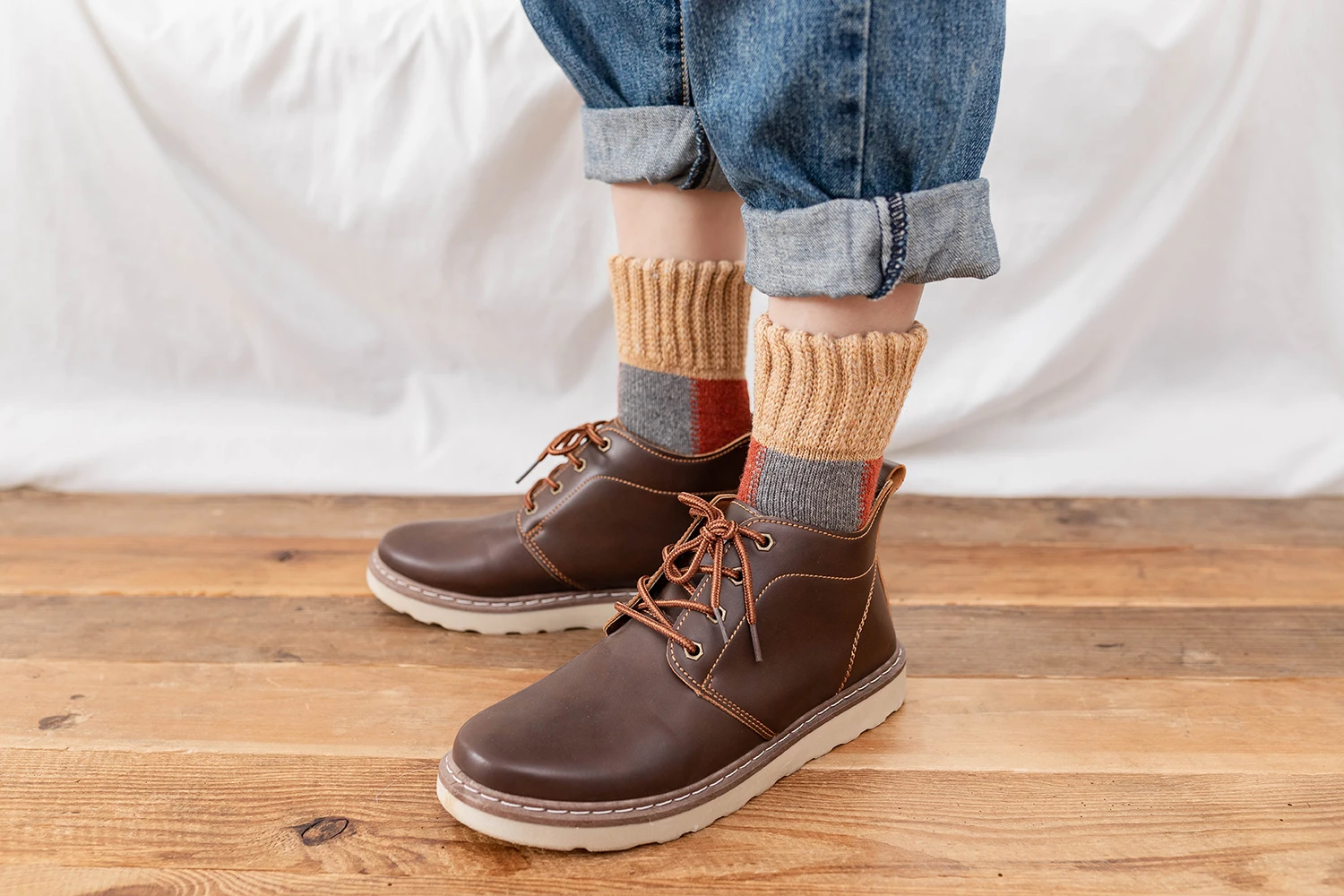 New Casual Men'S Plaid Sock Set 5 Pairs Super Thick Russian Winter High Quality Wool Socks Warm Thermal Cotton Wool Socks Man