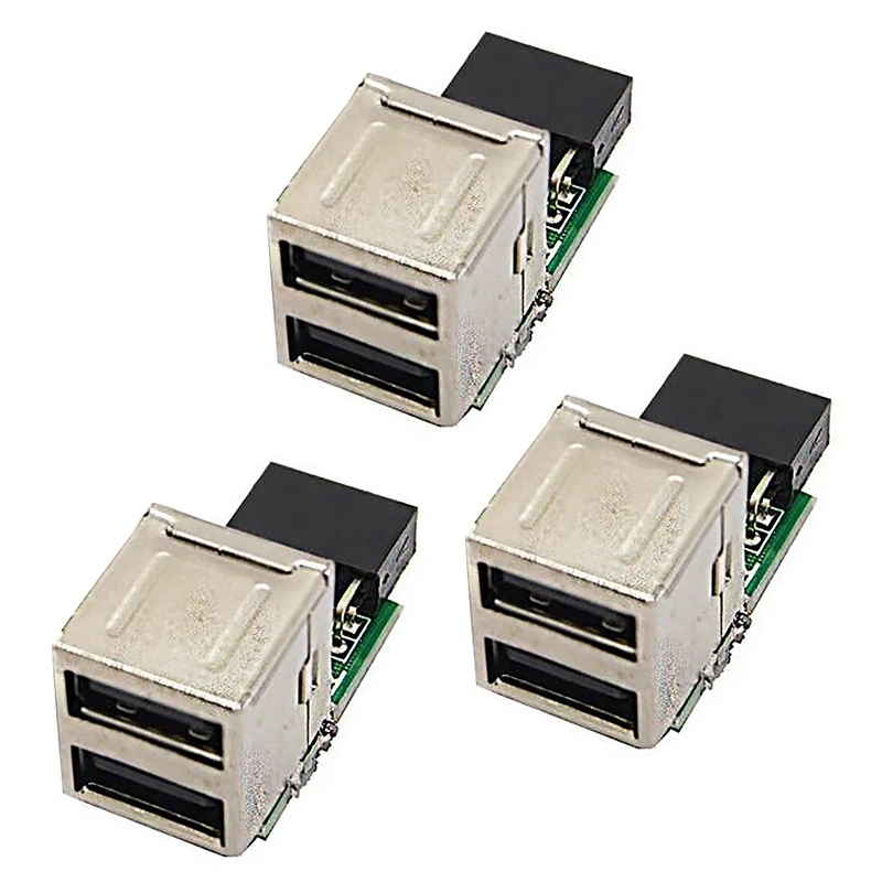 

3X 9-Pin Motherboard To 2 Ports USB 2.0 A Female Internal Header Adapter