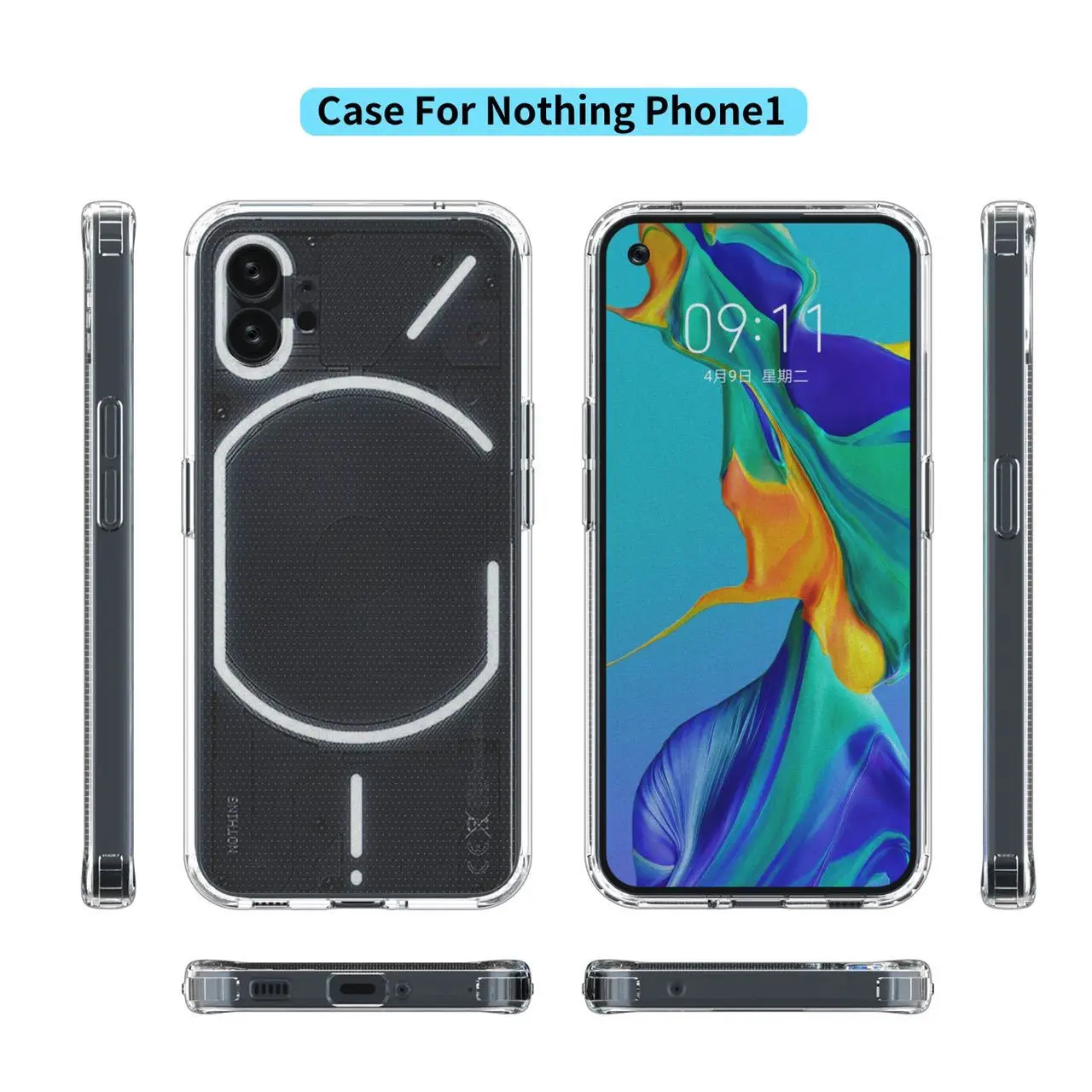 

Air-bag Case For Nothing Phone1 mobile phone Case 2 in 1 transparent shell 6.55" cable material anti-fall shell pc+tpu Cover