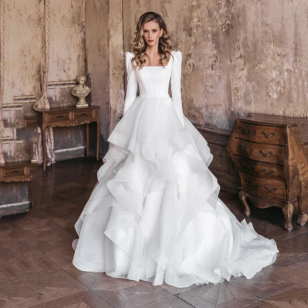 Элегантное современное многоярусное пышное свадебное платье по индивидуальному