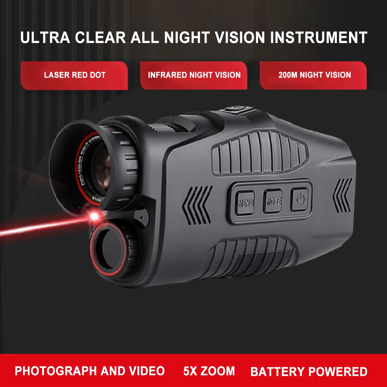 

R11 1080P Infrared Night Vision Monocular Telescope for Hunting Camping 5X Digital Zoom 300M Night Vision Device