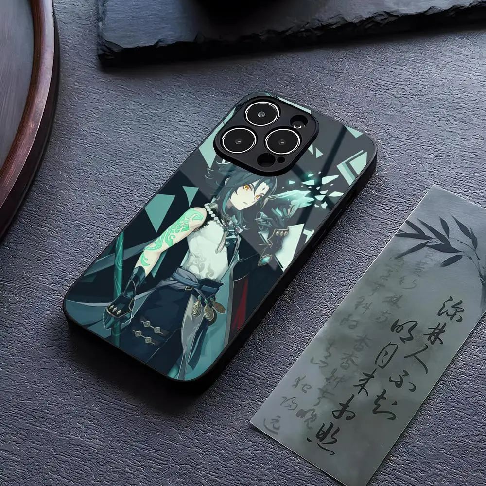 Чехол для телефона Genshin Xiao из закаленного стекла IPhone 13 14 12 15 11 Plus Pro XS Max Mini X XR 8 7 6s
