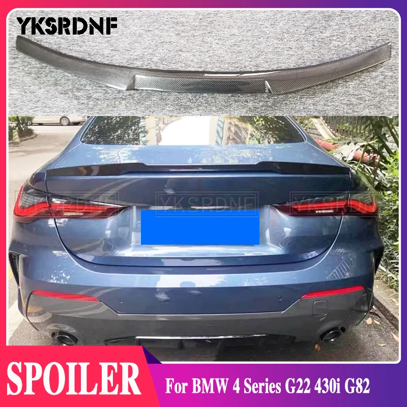High Quality M STYLE REAL CARBON FIBER REAR TAIL WING TRUNK LIP SPOILER FOR BMW 4 series G22 G23 2020 2021 2022
