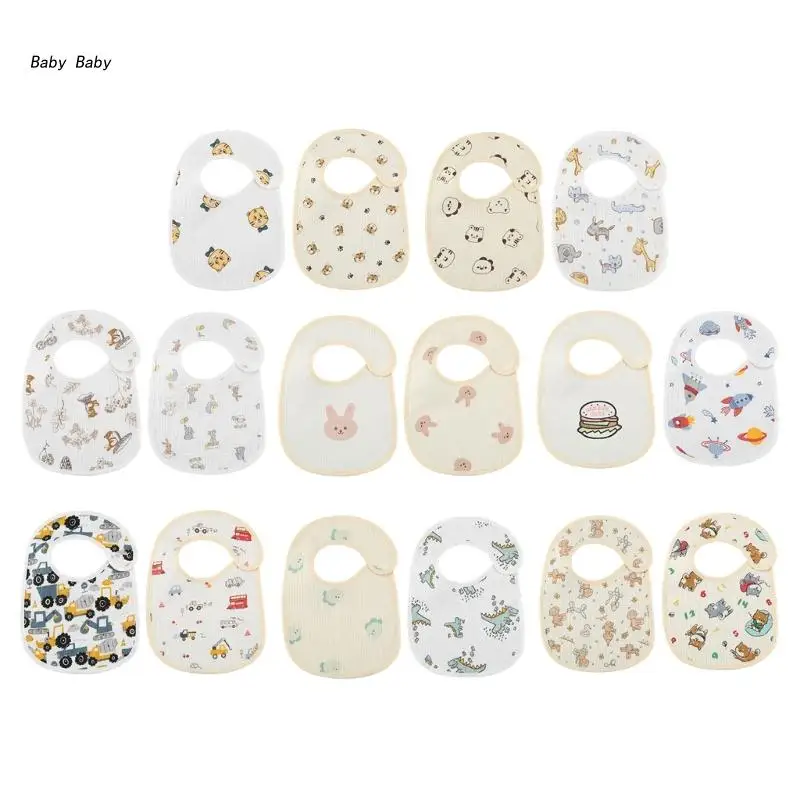 

Q81A 2PCS Infant Drooling Bib Lovely Burp Cloths for 6-24M Baby Cotton Saliva Towel Cartoon Print Baby Bibs for Newborn