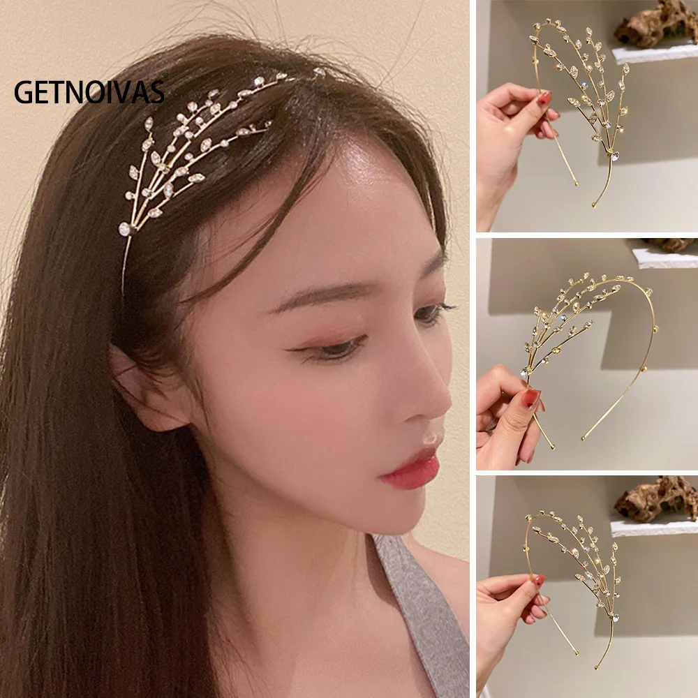 

Роскошная женская тиара со стразами, корона, лист, цветок, повязка на голову, зажим для волос, свадебные украшения SL