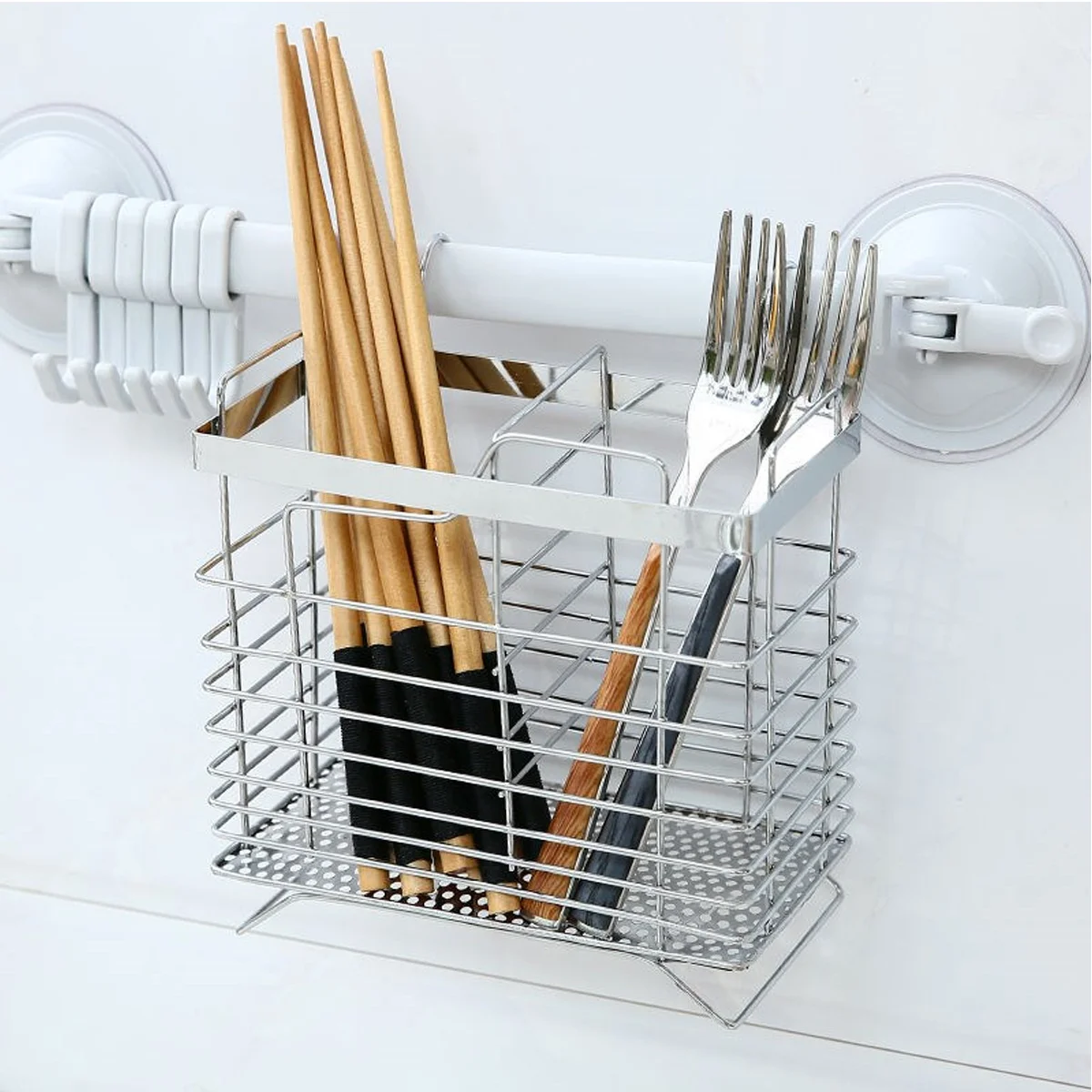 

Utensil Holder Rack Drying Cutlery Drainer Kitchen Flatware Chopsticks Chopstick Dish Draining Basket Hanging Organizer