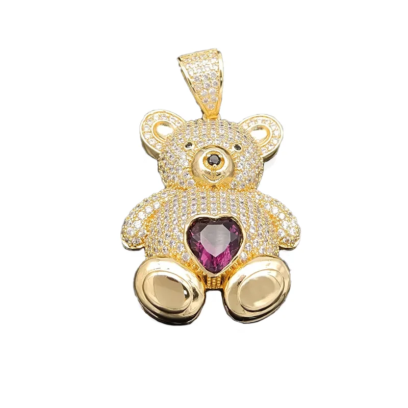 New Design 14K Cubic Zirconia Copper Animal Cute Jewelry Cartoon Bear Shape PendantPopular 11 buyers