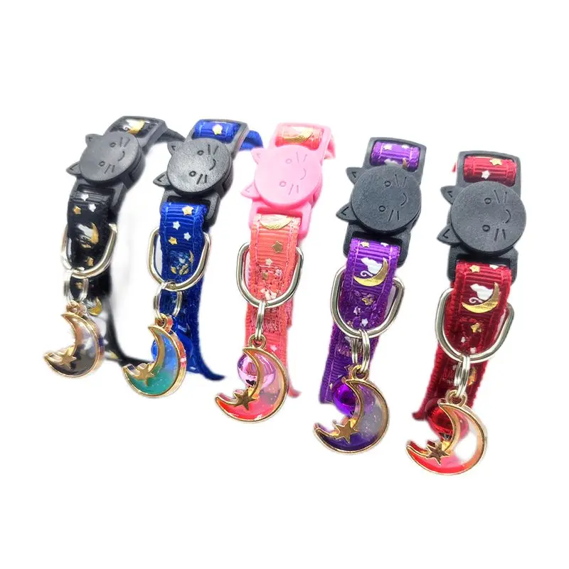 Лидер продаж воротник для кошек с мерцающими звездами и Луной подвеской-модный