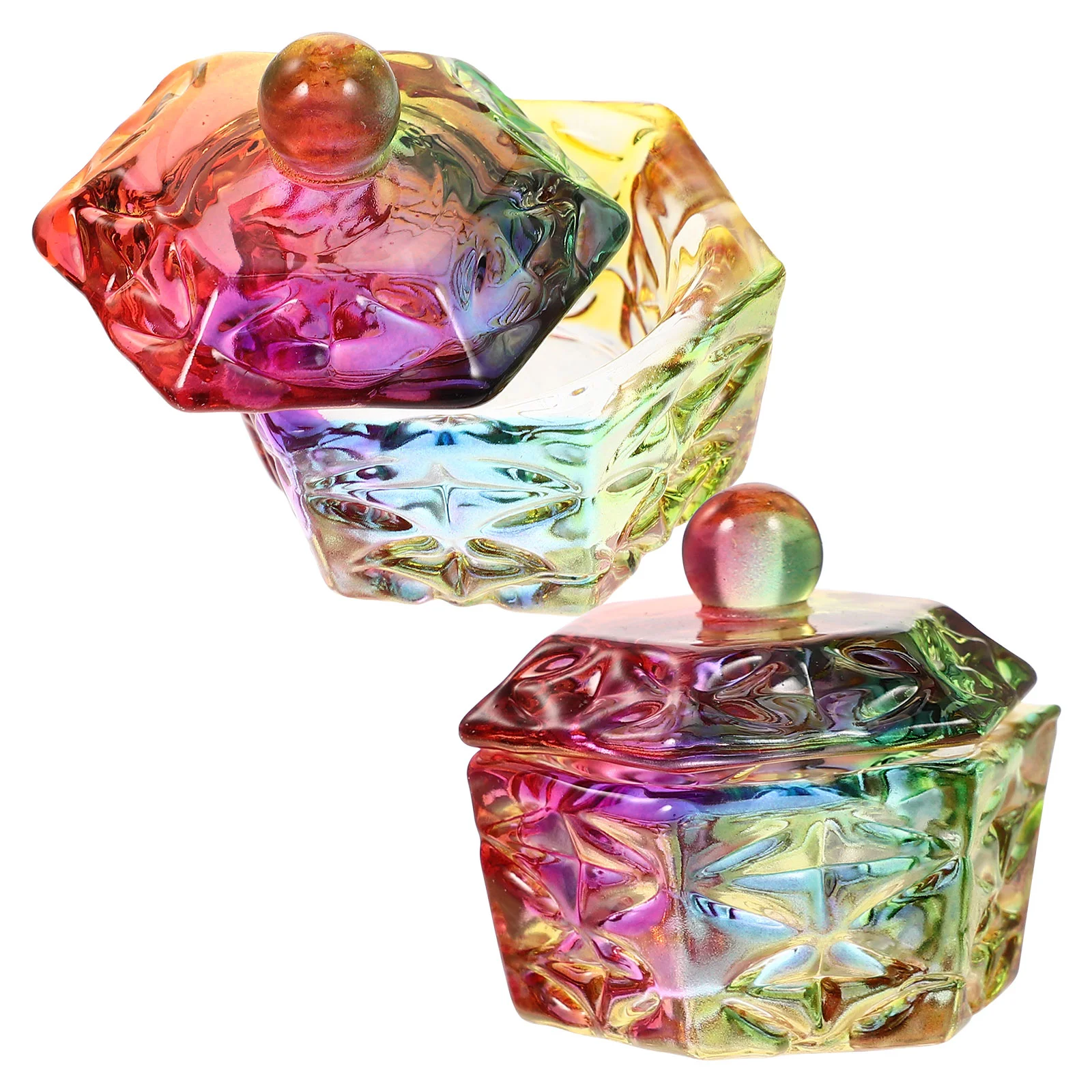 

2 Pcs Colorful Crystal Cup Clear Nail Polish Holder Multi-function Dish Acrylic Nails Cover Remover Bowl Glass Cleaning