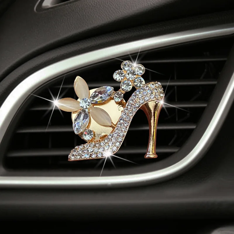 

Автомобильный освежитель воздуха, блестящий автовыпуск, зажим для духов, автомобильные аксессуары, кошелек для девочек, автомобильный диффузор на высоком каблуке, украшение автомобиля