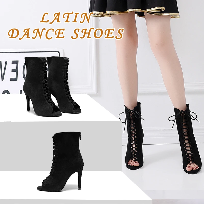 Hipposeus Women's Fashion Party Woman Sexy stilettos High Heels Latin Women Latin dance heels Boots shoes Breathable For Ballroo