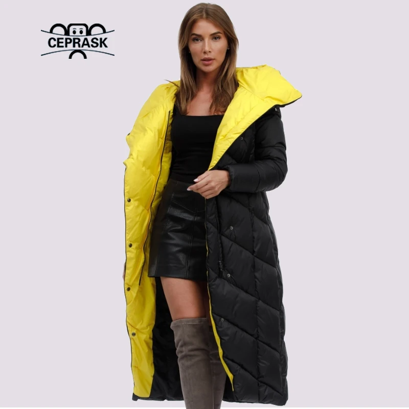 Winter Parkas Outwear Hooded Female Quilted Coat Long Large 