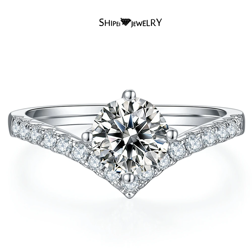 

Shipei 925 Sterling Silver 3EX D Color 1CT Real Moissanite VVS1 Diamonds Gemstone Engagement Ring For Women Fine Jewelry GRA