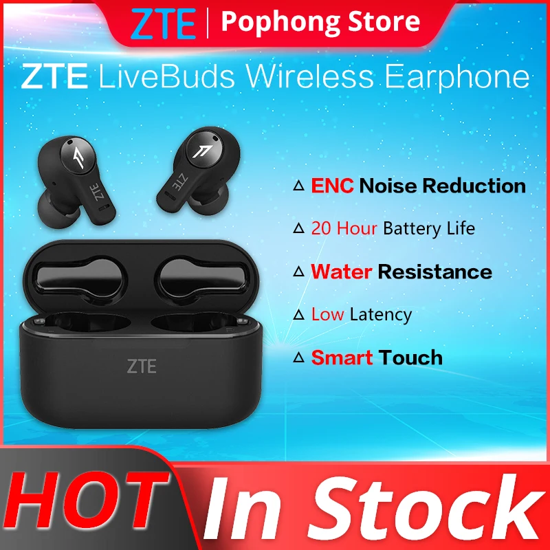 Cheap الأصلي ZTE LiveBuds سماعات أذن لاسلكية مزودة بتقنية البلوتوث 5.0 livebuds سماعات لاسلكية نشط إلغاء Noice IPX4