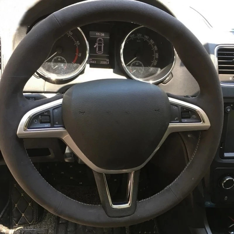 

Для Skoda Rapid Spaceback 2016 Octavia 2017 Fabia 2016 2017 индивидуальная искусственная противоскользящая замшевая Кожаная оплетка