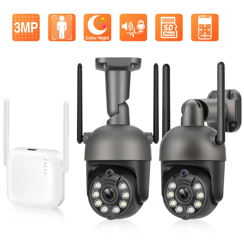Techage H.265 3MP 4CH Mini Wireless NVR Kit Открытый PT WiFi IP камера безопасности Система