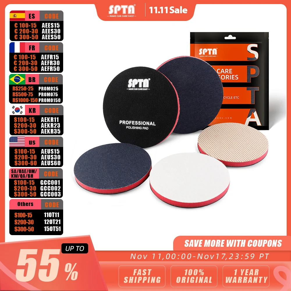 

Полировальная Подушка SPTA для автомобиля, 1000/2000/3000 Грит, 3/5/6 дюймов