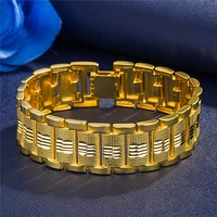 hoyon 2022 trend new mens trend jewelry 18 k yellow gold color domineering wide face does not fading car flower tank bracelet