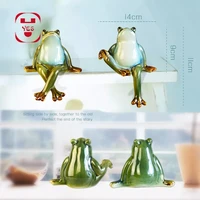 2 pcs ceramic couple frog statue garden ornaments crafts modern living room frogs animal small ornaments courtyard decor