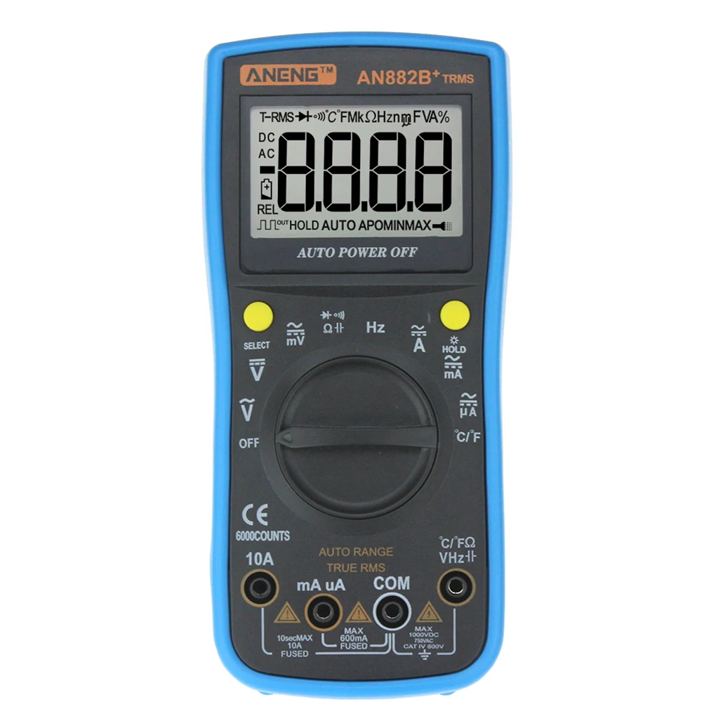 

ANENG AN882B Digital Multimeter Auto Range AC DC Backlight Meter Resistance Voltage Current Measurement